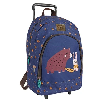 Bild av PERLETTI Kabinväska för Barn Björn Kanin Tryck Ryggsäck med Stora Fack och Reflekterande Sömmar Pojkar Flickor Blå Dagväska Skola Förskola Resa Justerbar Vagn 36x25x15cm Cool Kids (Björn)
