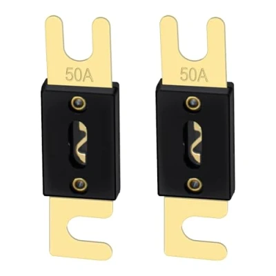 Bild av Heschen ANL Fuse 50 Amp för bilfordon ljudsystemblad guldton och svart 2 pack