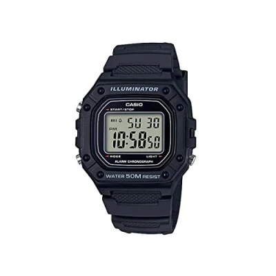 Bild av Casio Herr W 218H 1AVCF klassisk digital display kvarts svart klocka, Svart, Digital, kvartsrörelse