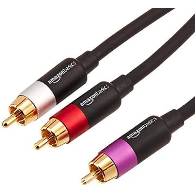 Bild av Amazon Basics 1 hane till 2 RCA ljudkabel för förstärkare, aktiva högtalare eller subwoofer med guldpläterade kontakter, 2,4 m, svart