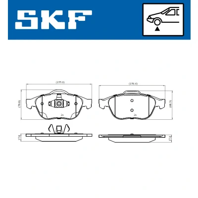 Bild av SKF VKBP 80263 Jeu de plaquettes frein non préparé pour indicateur d&#039;usure RENAULT: SCENIC 2, GRAND 2