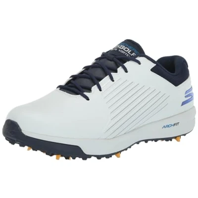 Bild av Skechers Herr Go Golf Max 2 Fairway 3 sneakers, Vit syntetisk marinblå trim blå trim, 46 EU