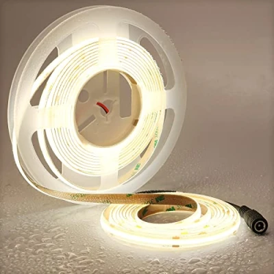 Bild av TOPAI COB LED remsa 24 V naturlig vit 4 000 K 5 m utomhus IP65 vattentät CRI&gt;93 480 LED/M hög ljusstyrka flexibel klippbar självhäftande för kök, sovrum, badrum, gör det själv belysning