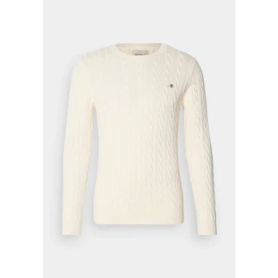 Bild av GANT Cable Cneck Stickad tröja, Storlek: 5XL, Cream