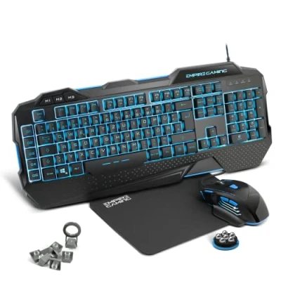 Bild av EMPIRE GAMING Hellhounds Pack Gamer Deutsches QWERTZ Tastatur, Maus und Mousepad Halbmechanisch 33 Parametrierbare Makros 7 Tasten 7200 DPI LED RGB Hintergrundbeleuchtung USB