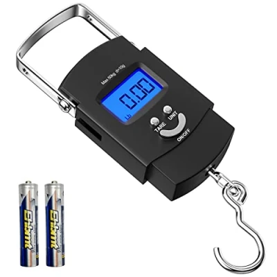 Bild av Firschoie Bärbar elektronisk våg, kranvåg med krok bakgrundsbelyst LCD display, MAX 50 kg/110 lb Tara funktion, för resor, fiske och utomhus