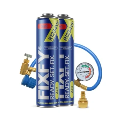 Bild av FIXFY 5 i 1 Komplett set: Slang med manometer och adapter 2 x ersättningskylmedel R1234YF (olja, tätningsmedel, torkmedel, UV färgämne) för fordon från tillverkningsår 2017 luftkonditioneringen