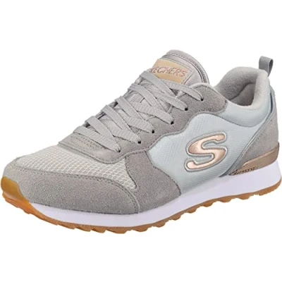 Bild av Skechers Og 85 Gold&#039;n Gurl dam Sneaker, Ljusgrå mocka nylon nät ros guld trim, 38.5 EU