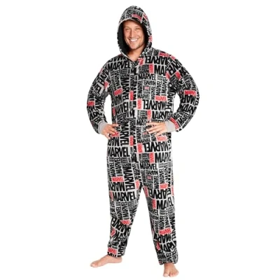 Bild av Marvel Onesies för män och tonåringar fluffig fleece med huva S 3XL vardagskläder gåvor män, grå/Svart, XXL