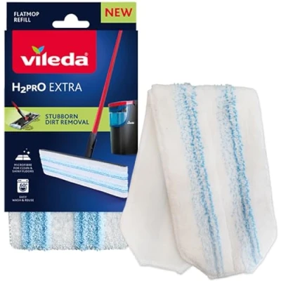 Bild av Vileda H2PrO platt borstrefill kraftfull mikrofiber avlägsnande av envis smuts enkel ramfastsättning maskintvättbar hållbar mopp för alla hårda golv