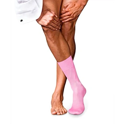 Bild av FALKE herr nr. 9 strumpor ventilerande bomull hög kvalitet silkeslen glans elegant förstärkta herrstrumpor platt söm tryckfri fotspets fin slät enfärgad business 1 par, Rosa (pion 8042), 43 44 EU