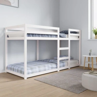 Bild av VidaXl Våningssäng Vit 90X200 Cm Massiv Furu 2