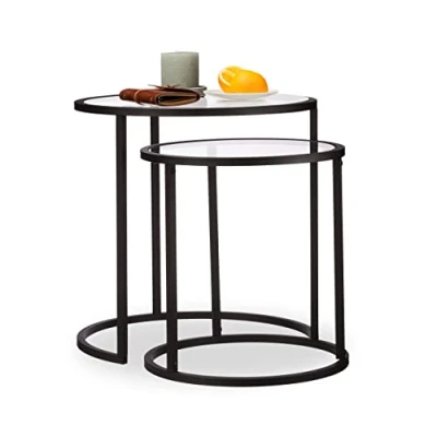 Bild av Relaxdays Nesting Soffbord, Metall, Svart, 50.5 x 50 cm, Paket med 2