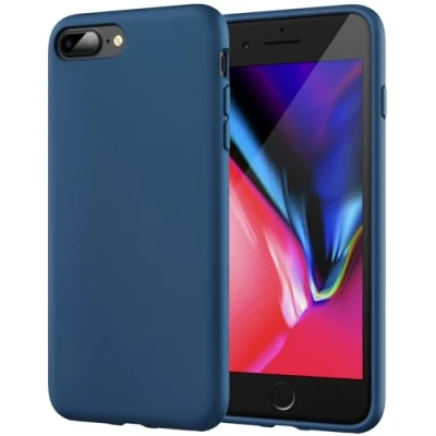 Bild av JETech Silikonskal för iPhone 8 Plus och 7 5,5 Tum, Silkes Mjuk Beröring Full Kropp Skyddande Telefon Case, Stötsäkert Cover med Mikrofiber Foder (Blå Kobolt)
