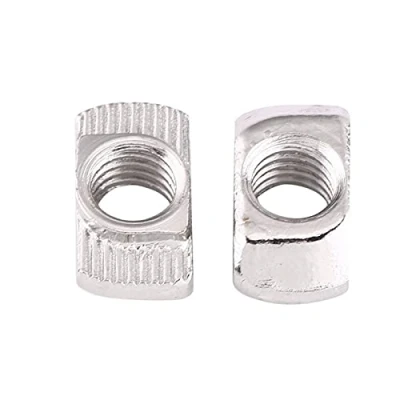 Bild av 50 T muttrar, hammarmuttrar M6 galvaniserade silverkolstålelement för extruderingsspår i aluminium (40 * 19,5 8)