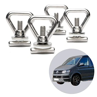 Bild av 040Parts uppsättning med 4 lastöglor för lastsäkring, kompatibel VW T5 T6 T6.1 Bully Multivan Kalifornien Beach Caravelle säker låsning av bagage