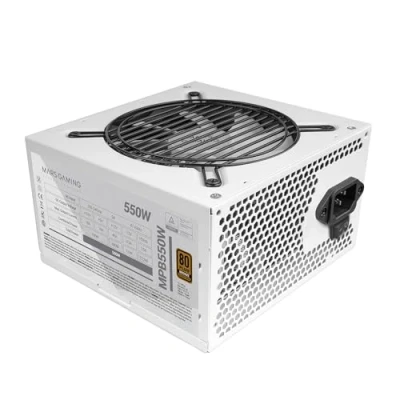Bild av MARSGAMING MPB550, Nätaggregat för PC 550W ATX, 6 Års Garanti, 80Plus Bronze 230V EU, 90% Effektivitet, 120mm FDB fläkt med AI RPM teknik och Anti Vibration System, Vit