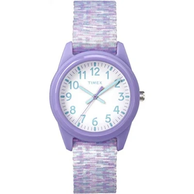 Bild av Timex TIME Maskiner 29 mm blå/gul rand elastiskt tyg barnklocka, Lila/vit sport, En storlek, armband