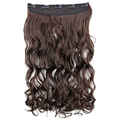 Bild av CAISHA 55cm Clip In Extensions Hårförlängning Hårstycke Rak Voluminös Vågig Brunett C70 1
