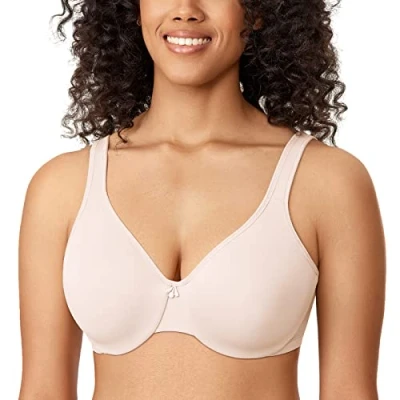 Bild av DELIMIRA Full Cup Reducer BH med Minimizer Hoops för kvinnor, Vit ros, 115E