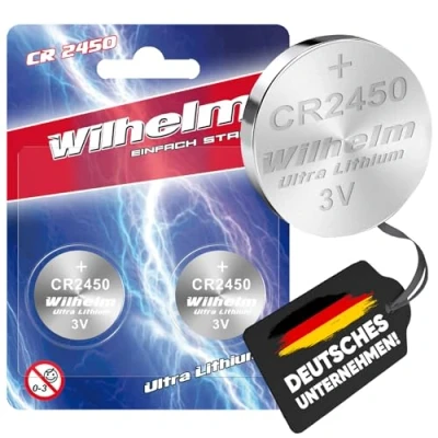 Bild av 2 x CR2450 WILHELM litiumknappcell 3 V 600 mAh ø 24,5 5,0 mm batteri DL 2450