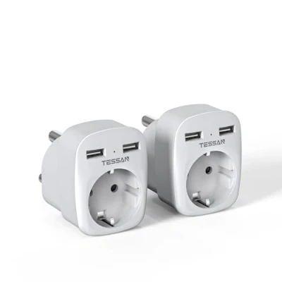 Bild av TESSAN 2 Pack Adapter Sydafrika med USB, 3 i 1 Reseadapter Sydafrika, Fack 2500W Resekontakt Namibia, Typ M för Lesotho
