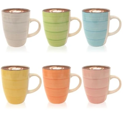Bild av COM FOUR® 4x keramisk kaffemugg i modern design kaffekanna för kalla och varma drycker 260 ml (04 stycken blå/grön/rosa/beige)
