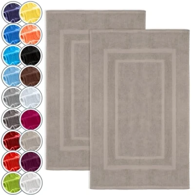Bild av NatureMark 2 pack badrumsmatta premiumkvalitet 100% bomull 50 x 80 cm duschmatta dubbelpack färg: Sand/beige