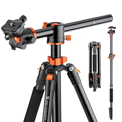 Bild av K&amp;F Concept Kamerastativ,185cm Professionellt Videostativ i Aluminium med centreringskolonn, Stabilt Stativ Enbensstativ,360 Kulhuvud och Utlösningsplatta för DSLR Kamera T254A3+BH 28L (S211)