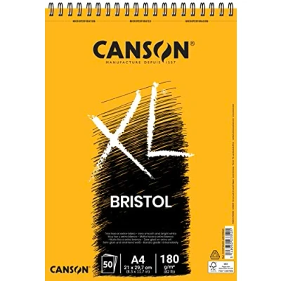 Bild av Canson C31078A021 spiralalbum 21 x 29,7 50 H XL Bristol Extraliso 180 g, papper, vit, A4, styck