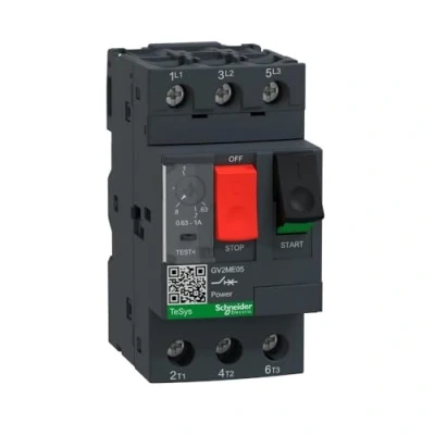 Bild av Schneider Electric Motorskyddsbrytare, Tesys Gv2, Termiskt/Magnetiskt Skydd, 0,63 1A Gv2Me05 Mörkgrå