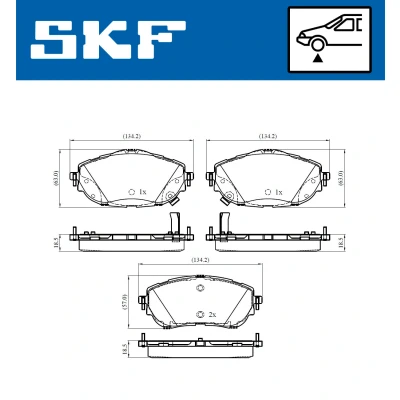 Bild av SKF VKBP 80429 A Jeu de plaquettes frein avec indicateur d&#039;usure TOYOTA: Auris 5 portes, Corolla XI Berline