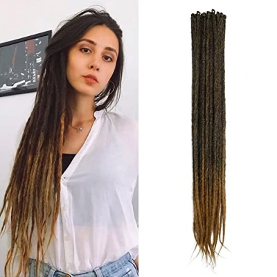 Bild av Tunna 0,6 cm Syntetiska Dreadlocks Förlängningar Handgjorda 20 Tum Trådar Virkat Hår Långa Virkade Flätor Hip Hop Style Soft Dreads Hårförlängning, MT1B 27#