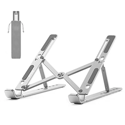 Bild av BoYata Laptopstativ, 6 nivåer av justerbar höjd, bärbar laptophållare för skrivbord, vikbar laptophöjare, kompatibel med MacBook Air/Pro, Dell de flesta 10 15,6 tums bärbara datorer (silver)