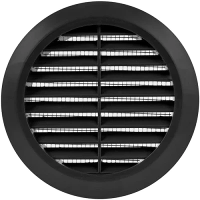Bild av Ventilationssystem 100 mm/3,94 tum svart luftventilationsskydd runda luftventiler ventilationsgaller integrerad insektsskärm HVAC ventiler för badrum, hemmakontor, kök