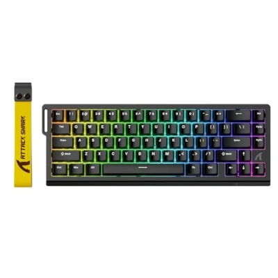 Bild av ATTACK SHARK X68 HE 8 000 Hz Rapid Trigger tangentbord, 0,01 mm RT noggrannhet, kabelansluten RGB 60 % speltangentbord med magnetiska switchar, justerbar manövrering, snap Tap, för PC/Mac, svart