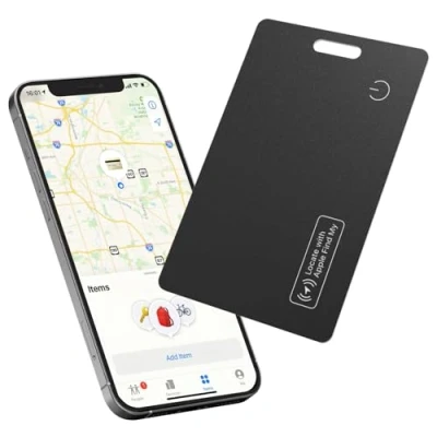 Bild av Reyke Slim Wallet Tracker Card, uppladdningsbar plånbok Finder, IP68 vattentät, fungerar med Apple Find My (endast iOS), artikelsorterare för bagagelappar, telefon, pass nyckelringshål