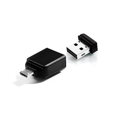 Bild av Verbatim Nano USB minne 2.0 Drive 32 GB med Micro B adapter för surfplattor och smartphones OTG (On The Go) funktion, svart, 49822
