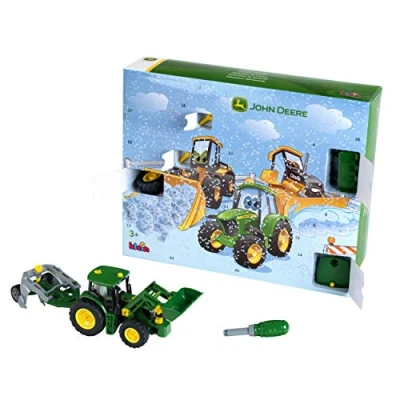 Bild av Theo Klein 3936 John Deere Adventskalender med 24 dörrar I Set för att bygga en traktor skala 1:24 Inkl. skruvmejsel Mått: 41 cm x 12 Leksak barn från 3 år