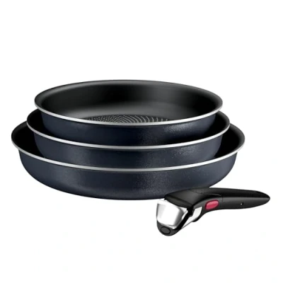 Bild av Tefal Ingenio Enjoy Set med 3 stekpannor 22/24/28 cm + avtagbart handtag Induktionssäker, non stick, titanbeläggning, Light Tech teknik, stapelbar, diskmaskin och ugnssäker