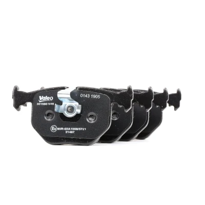 Bild av VALEO 301580 Jeu de plaquettes frein FIRST Essieu arrière contact signal d&#039;usure exclu avec tôle anti bruit BMW: X5, X3, 3 Berline