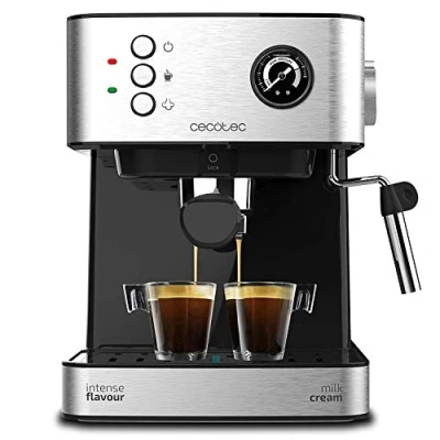 Bild av Cecotec Cumbia Power Espresso 20 Barista Aromax kaffebryggare. Effekt 2 900 W, värmesystem, bar tryckpump, manometer, dubbelutloppsfilterhållare och filter (professionell)