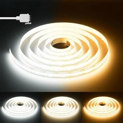 Bild av PAUTIX COB CCT 10 m LED remsa dimbar varm kall vit 2700K 6500K, 640 LED/m 24 V CRI90 för sovrum kök hem gör det själv belysning (endast remsa, ingen strömförsörjning och dimmer)