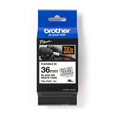 Bild av Brother TZe FX261 svart på vit rulle (3,56 cm x 8 m) 1 kassett (ar) flexibel tejp för P Touch PT 3600, 530, 550, 9200, 9400, 9500, 9600, 9700, 9800, D80, E80, P90, 0, P95 0