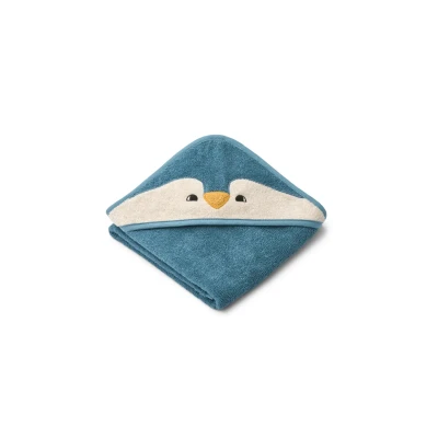 Bild av LIEWOOD Albert Penguin Hooded Towel Handduk för barn 2563 Oceanview mix W70 x H70 cm