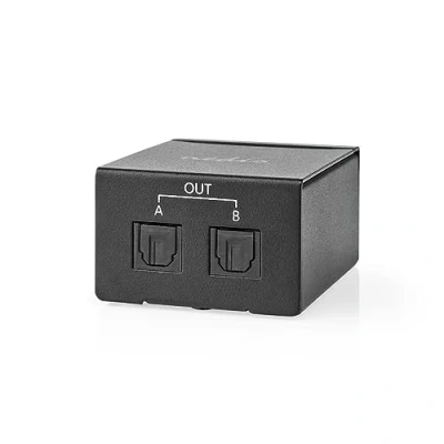 Bild av Nedis TosLink splitter 2 vägs Anslutningar ingång: uttag utgång: x Tryckknapp metall svart