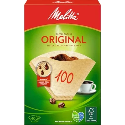 Bild av Melitta Filterpåsar 100, aromporpapper, naturbrun, (40 stycken) 1 pack, kompatibel med kaffekokare