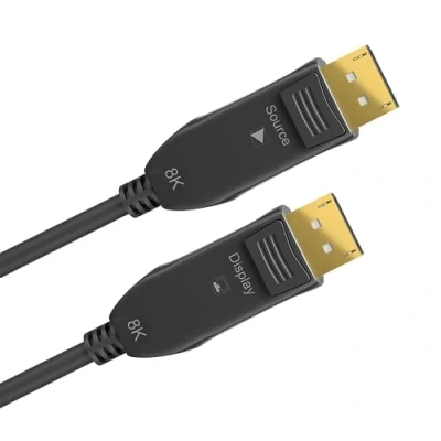 Bild av goobay 64866 Optisk DisplayPort hybrid anslutningskabel 2,0 (AOC) /8K Ultra HD 4320p (60 Hz/hybrid glasfiber kopparledare/guldpläterade kontaktytor/DisplayPort till DisplayPort/10 m