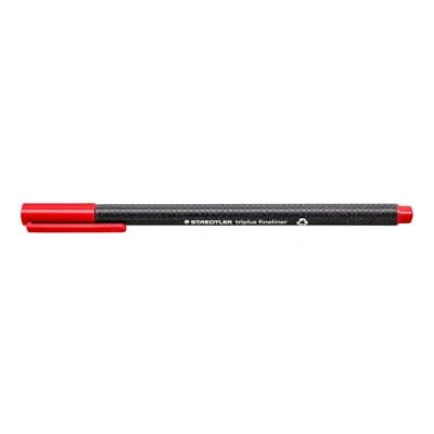 Bild av Staedtler 334 2 Fineliner triplus, Dreikantschaft, metallgefasste Spitze, circa 0.3 mm, 10 Stück im Kartonetui, rot