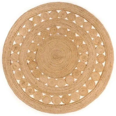 Bild av vidaXL Jutematta flätad design rund 210 cm, matta, golvmatta, mattor, golvmattor, runda mattor